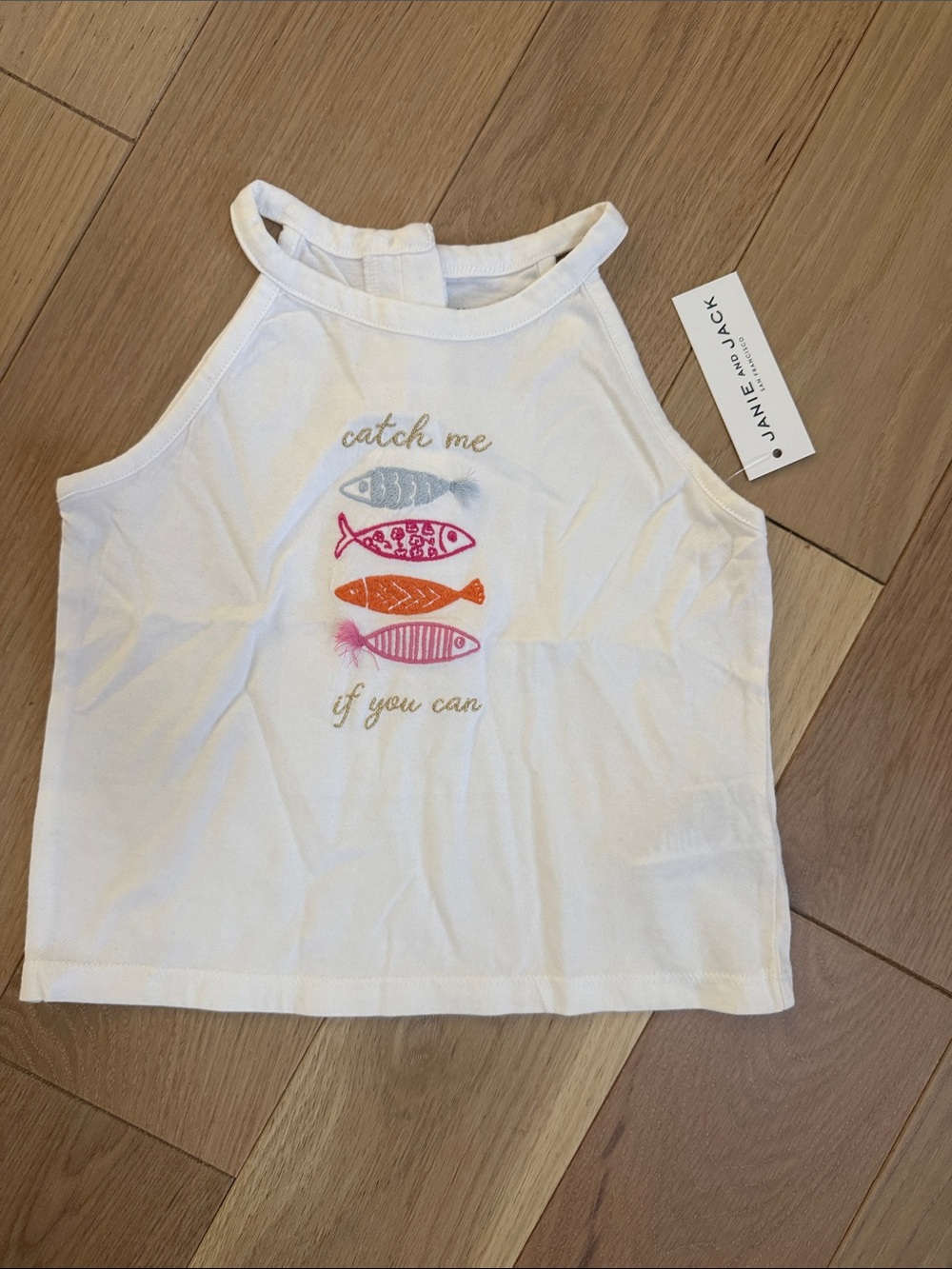 Janie and Jack White Tank with Colorful Fish Graphic